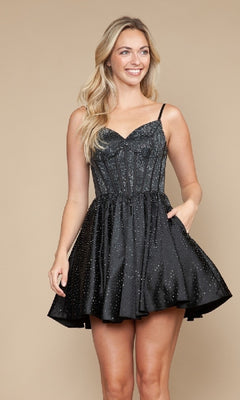 Open-Back Corset Sparkly Homecoming Dress with Pockets Silver / Medium Open-Back Corset Sparkly Homecoming Dress with Pockets Silver / Medium