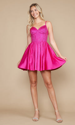 Open-Back Corset Sparkly Homecoming Dress with Pockets Silver / Medium