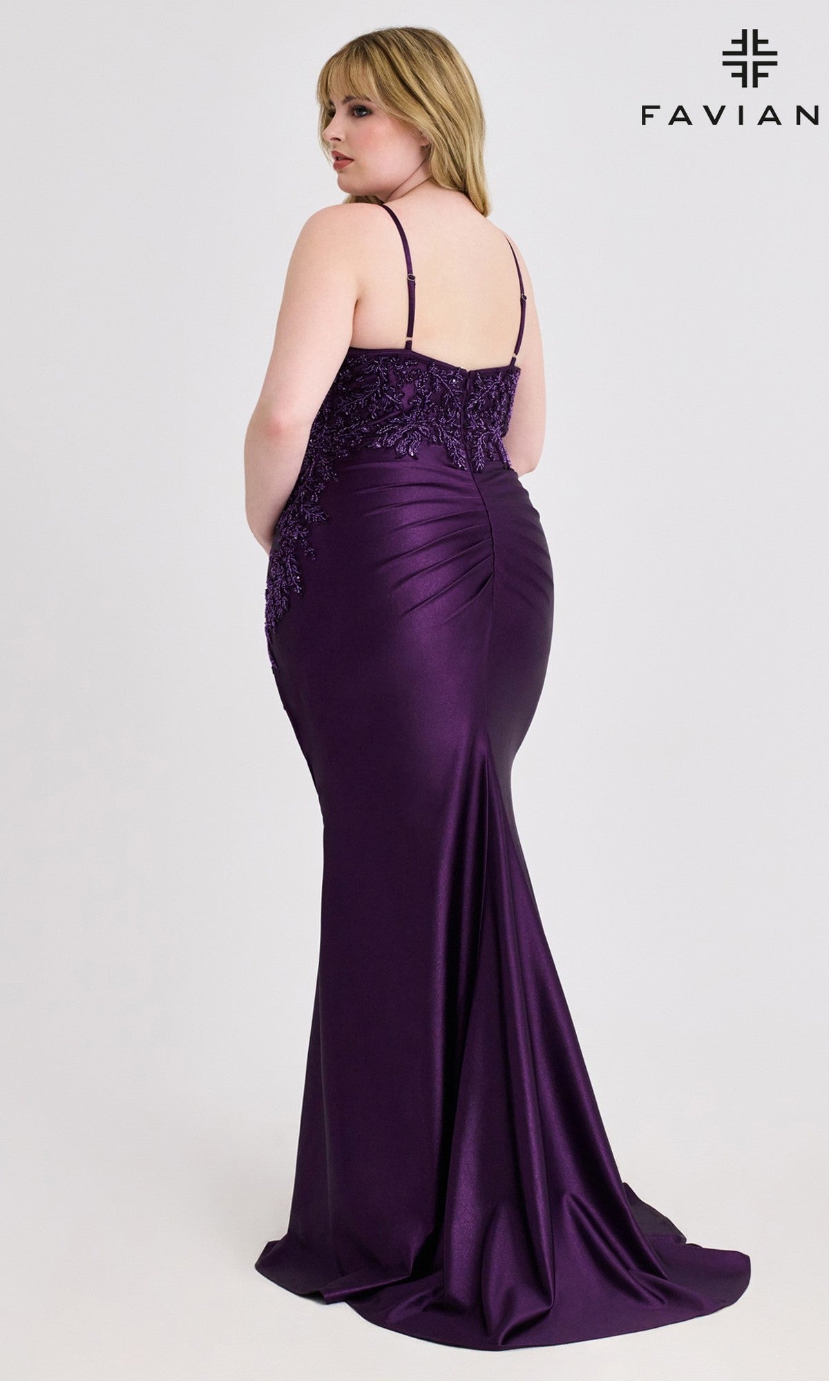 Plus-Size Long Prom Dress with Beaded Bodice Steel Blue / 12W