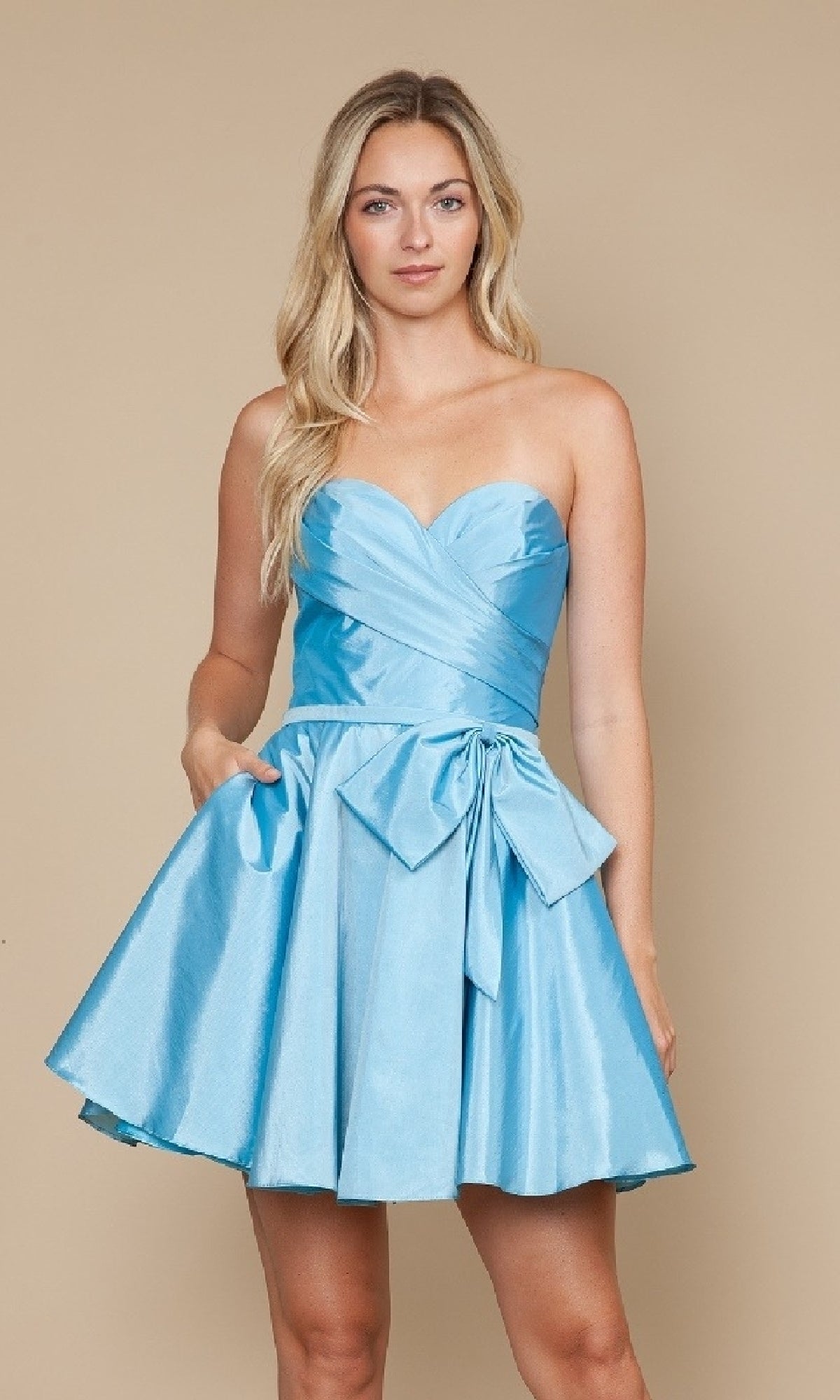 Strapless Short A-Line Hoco Dress: Poly USA 9792