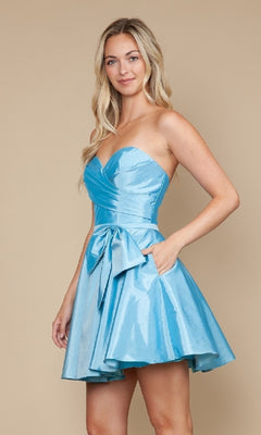 Strapless A-Line Short Homecoming Dress with Pockets Sage / Large