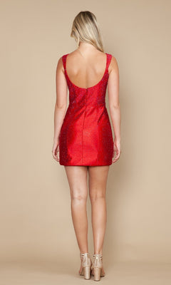 Short Sheath Homecoming Dress with Rhinestone Beads Red / Large Short Sheath Homecoming Dress with Rhinestone Beads Red / Large