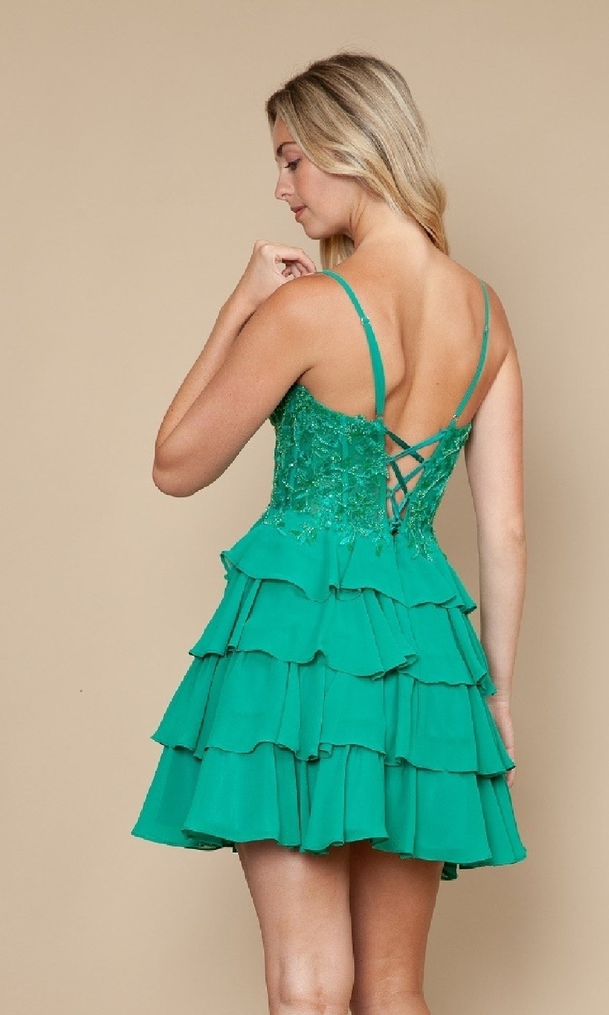 Ruffled Short Corset Hoco Dress: Poly USA 9918