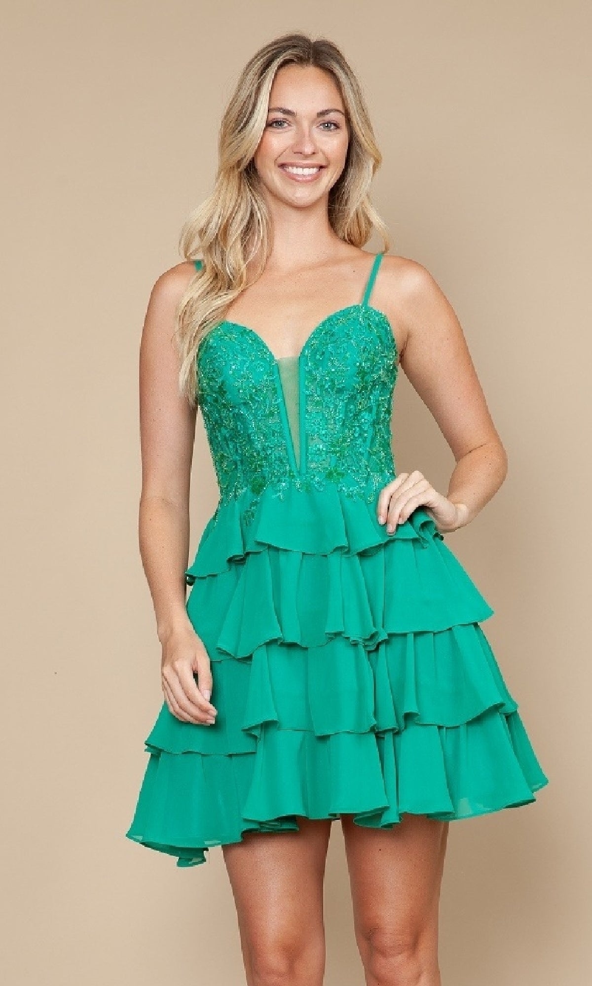 Ruffled Short Corset Hoco Dress: Poly USA 9918