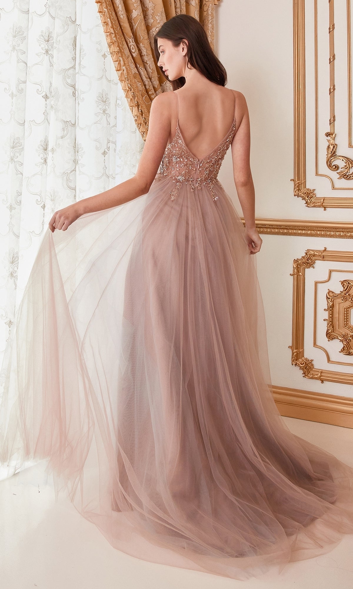 Long Tulle Prom Ball Gown with Embroidery A0672