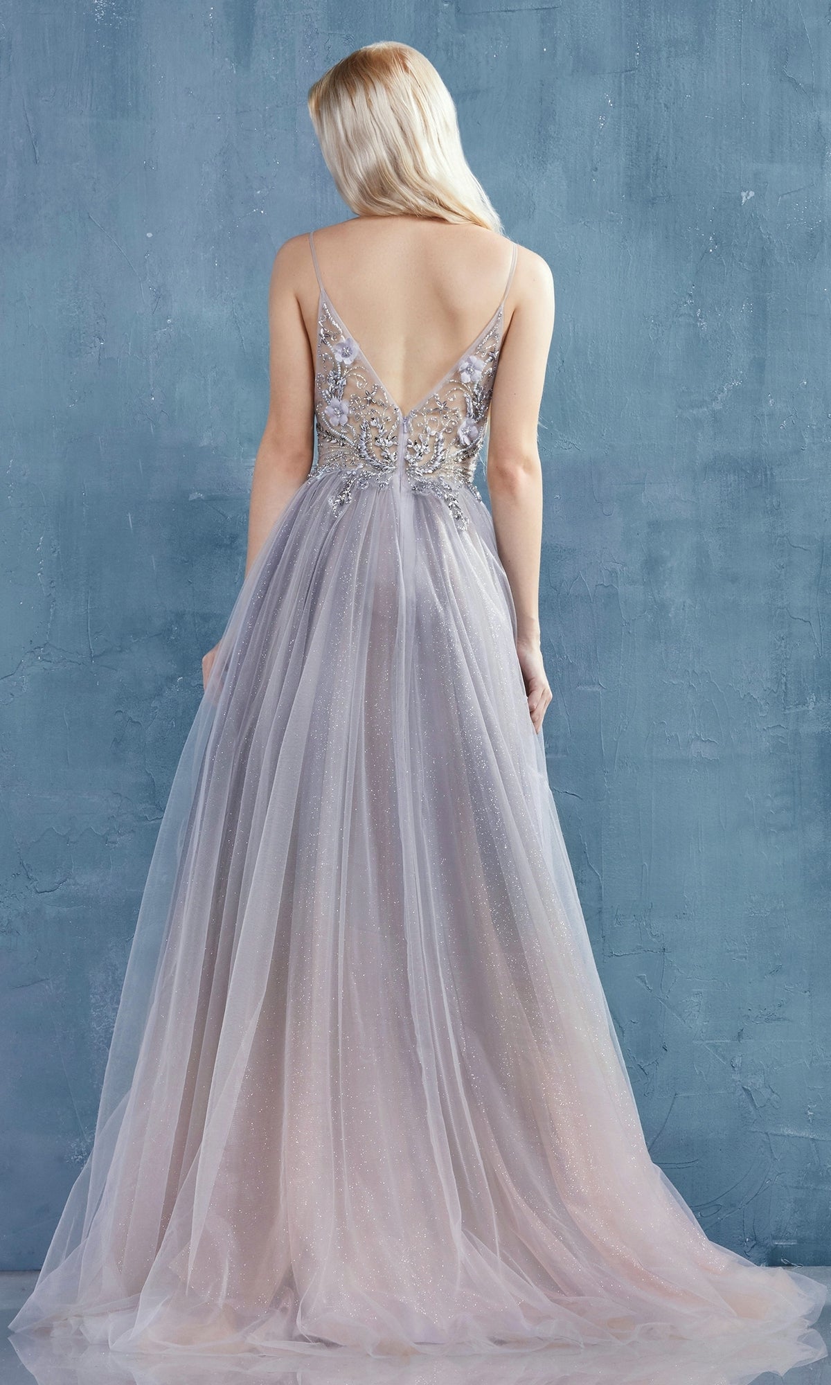 Beaded-Bodice Long Glitter A-Line Prom Dress A0850