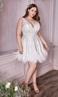Andrea & Leo Feather-Hem Short Prom Dress A1012