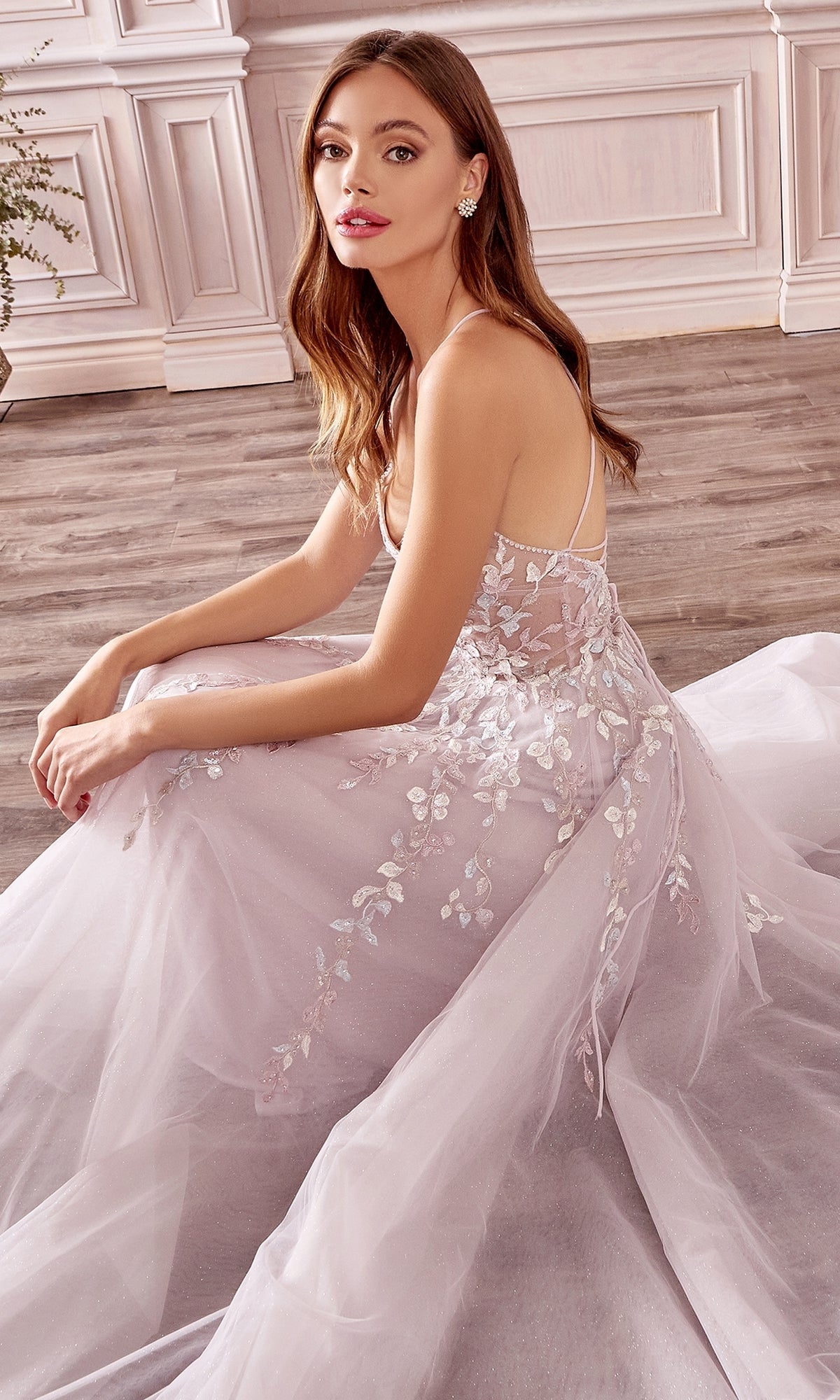 Pale Pink Embroidered Ball Gown A1019