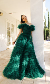 Off-the-Shoulder Long Ruffled Ball Gown A1032