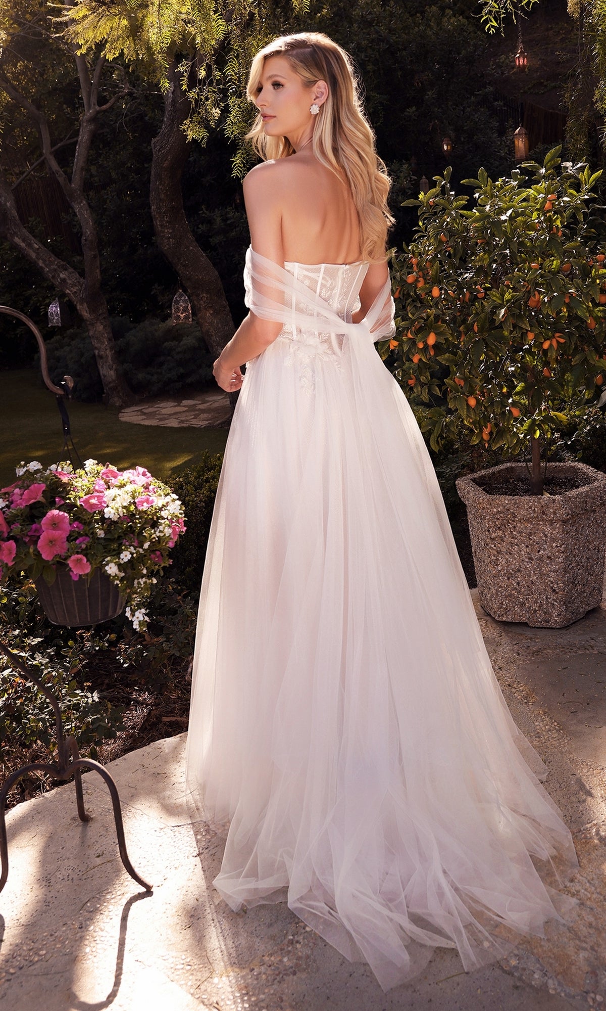 Ladivine A-Line Tulle White Wedding Dress A1036W
