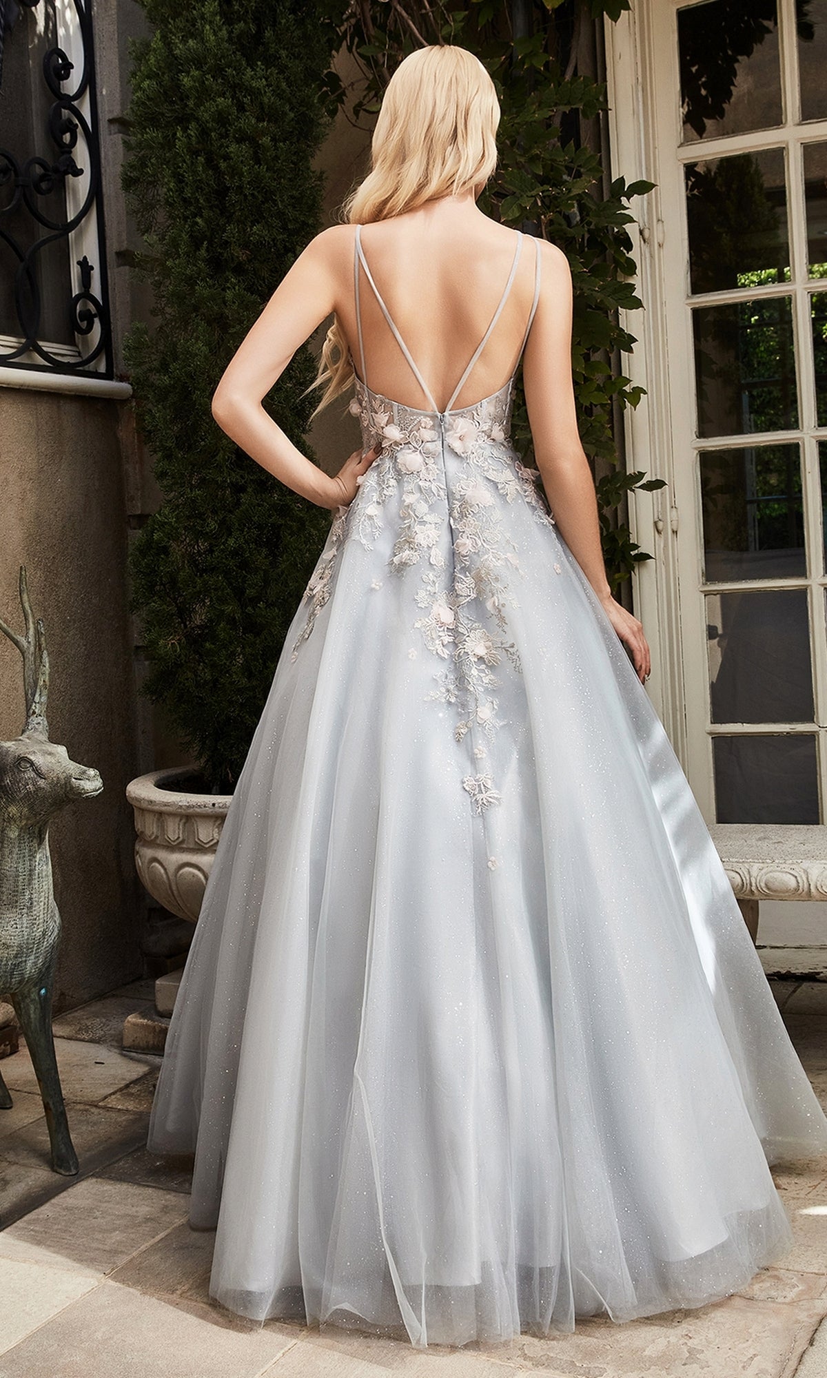 Embroidered-Corset Long Green Prom Ball Gown A1040