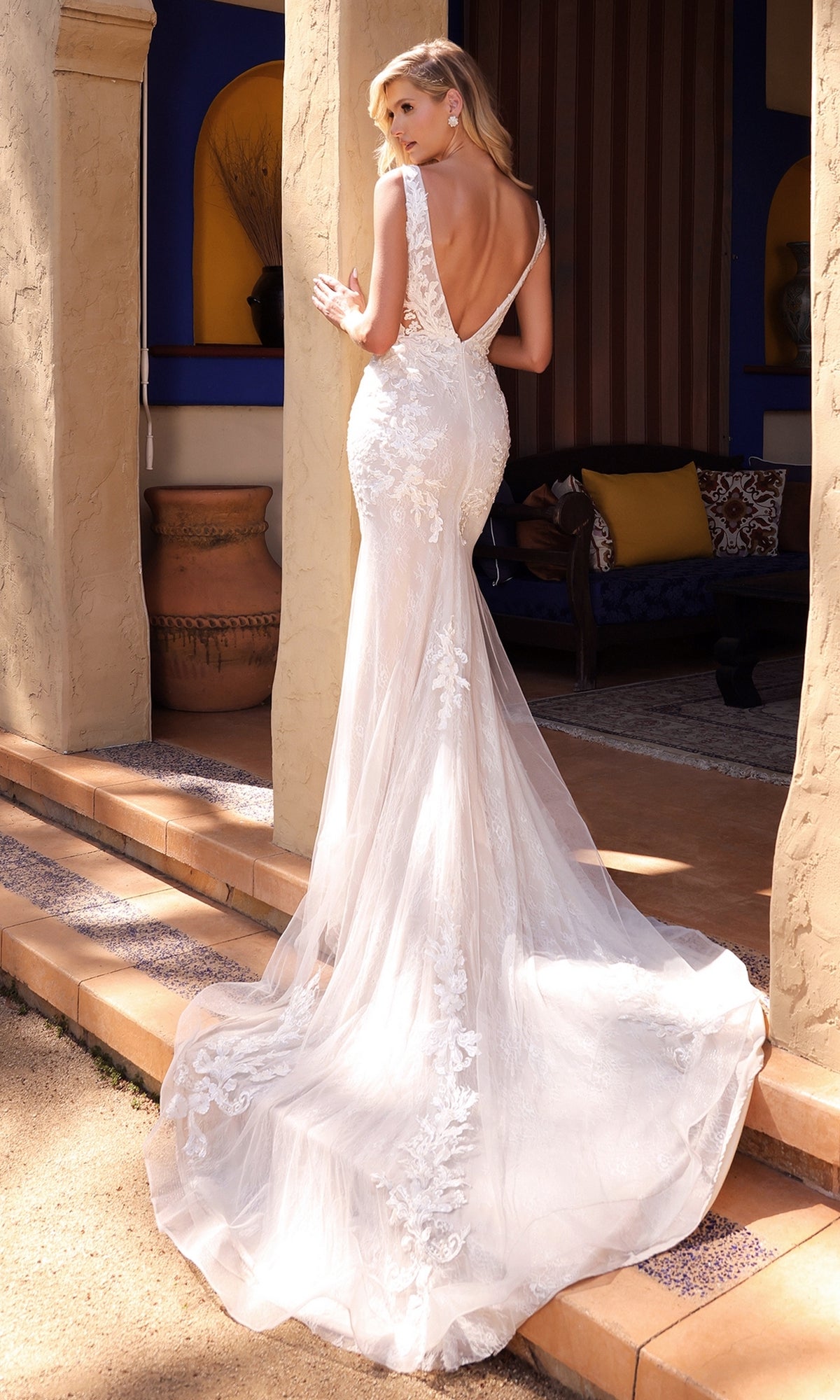 Long Off-White Lace Bridal Gown: Ladivine A1072W