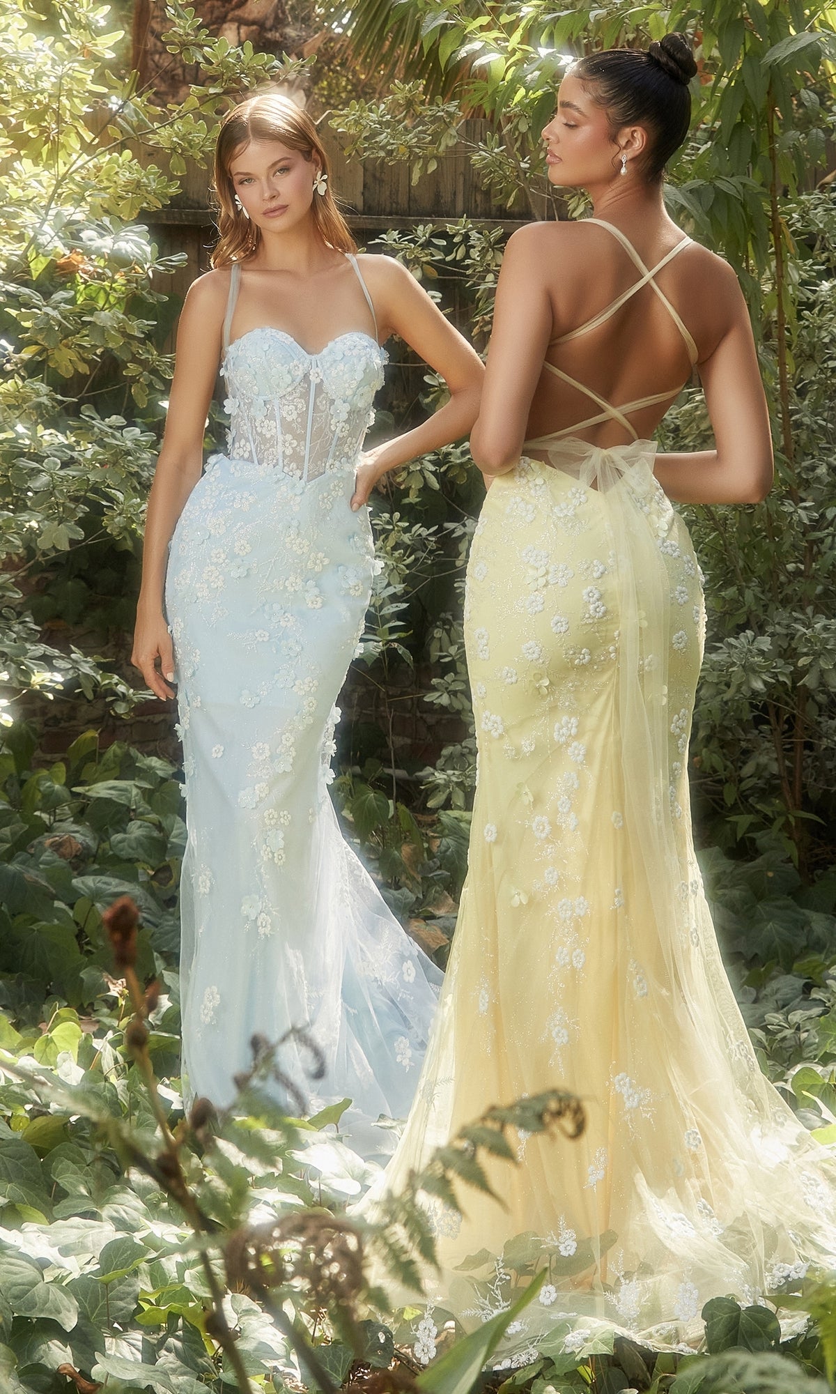 Long Formal Mermaid Prom Dress with Daisies A1115
