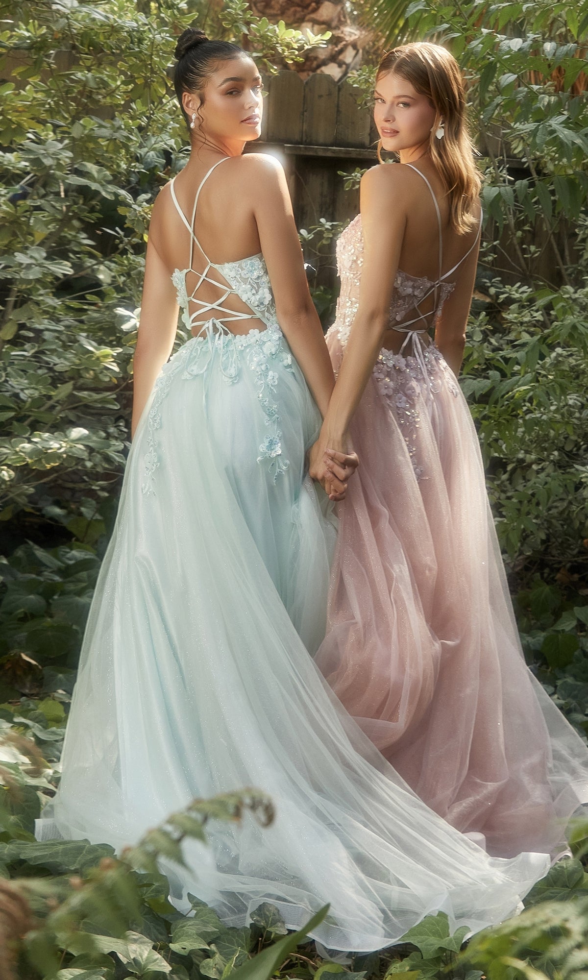 Flower-Embellished Long Tulle Prom Ball Gown A1142