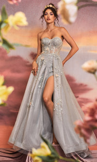 Sage Strapless Sweetheart Long Prom Dress A1153