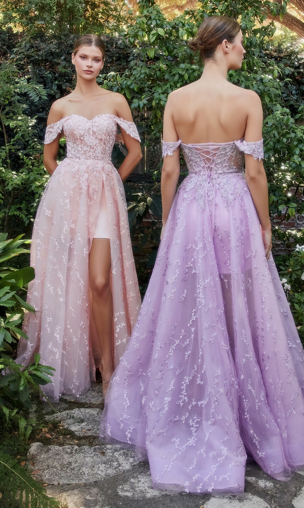 Short Formal Dress with Long Overskirt A1207