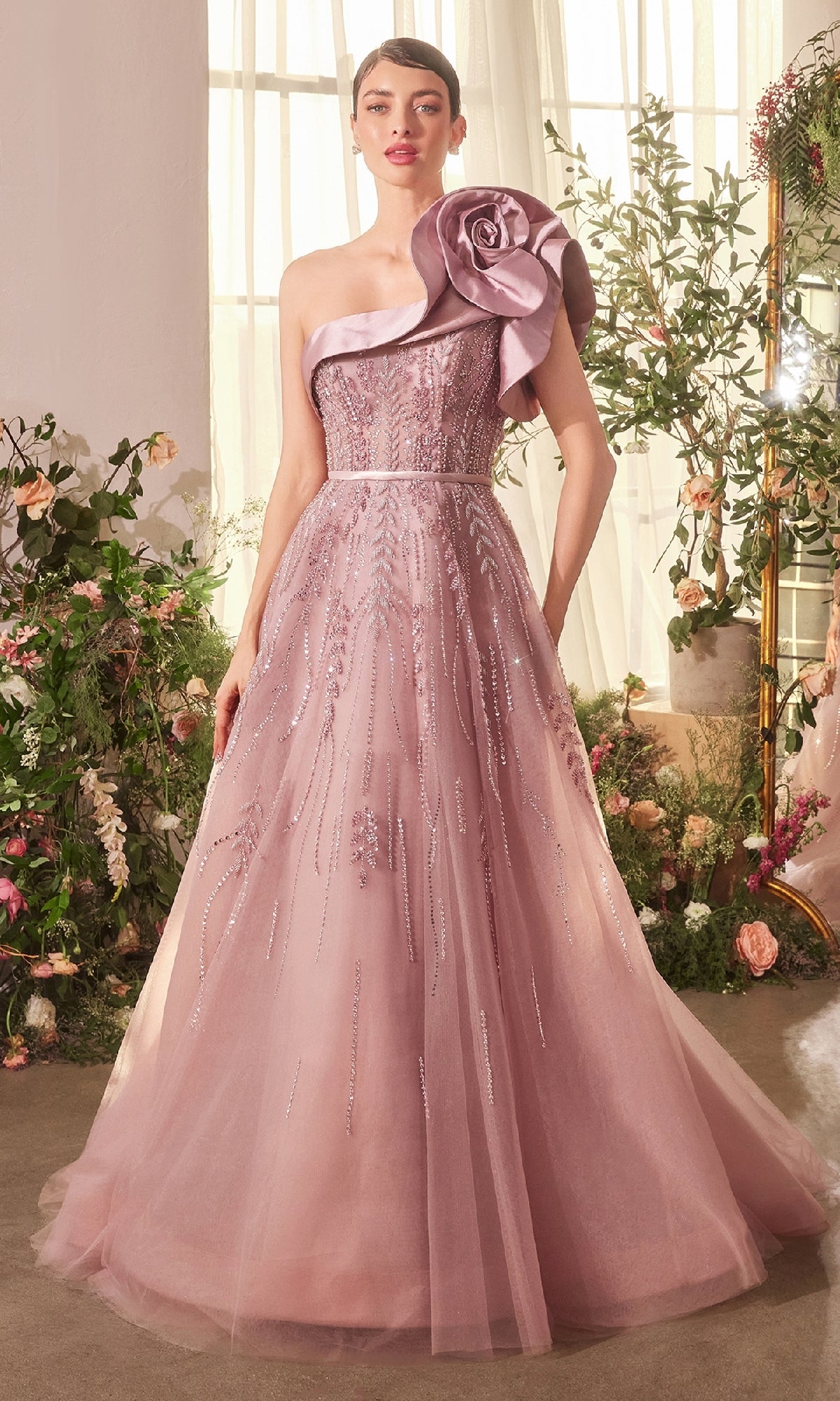 A-Line Mauve Prom Dress: Andrea & Leo A1373 Mauve / 6