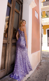 One-Shoulder Tight Long Sequin Prom Dress A1377