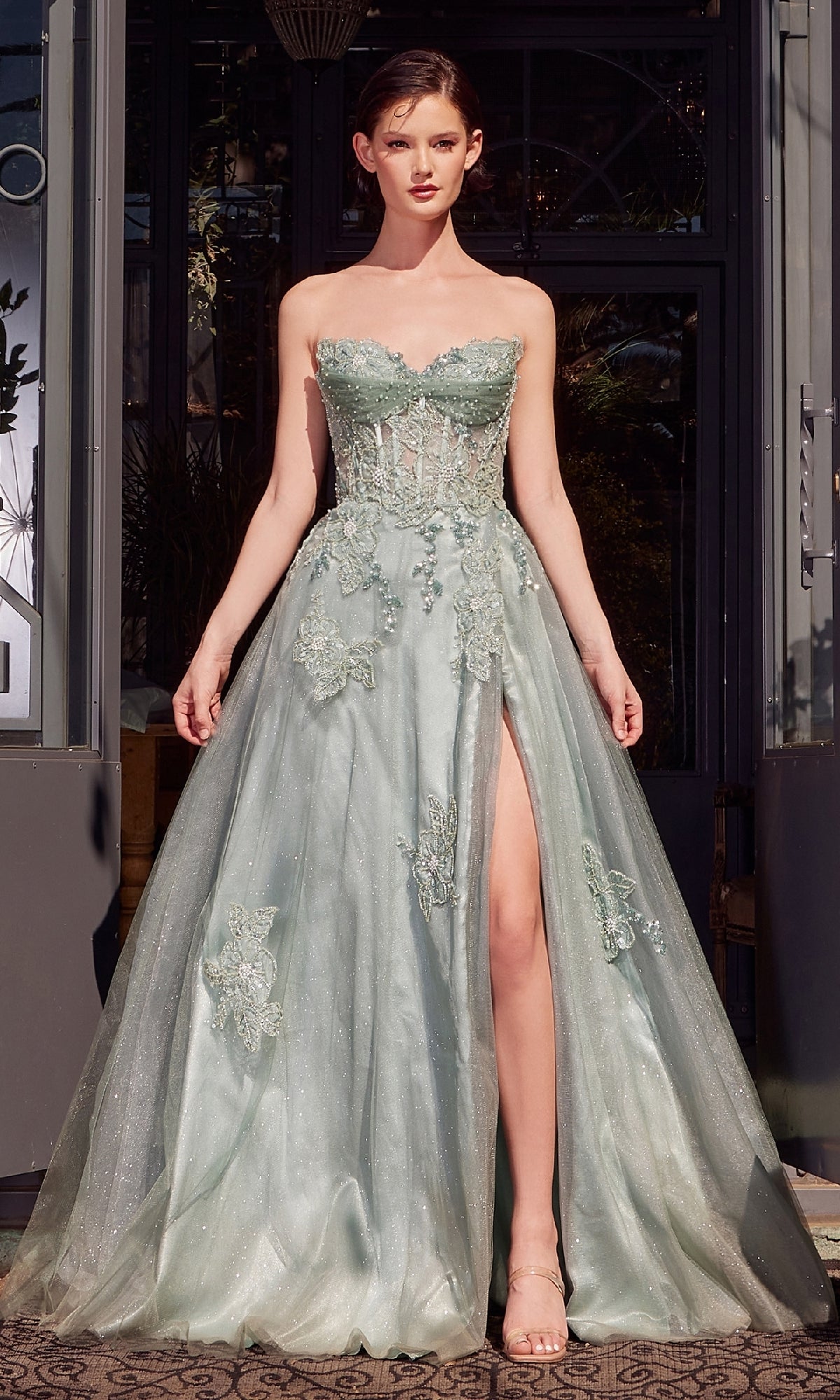 Strapless Sweetheart Long Prom Dress with A-Line Skirt Sage / 8 Strapless Sweetheart Long Prom Dress with A-Line Skirt Sage / 8