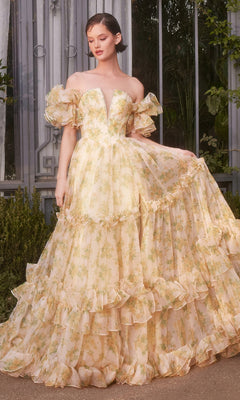 slim fit dress slacks Yellow Scoop Prom Dress with Beadings and Tassels main image 1