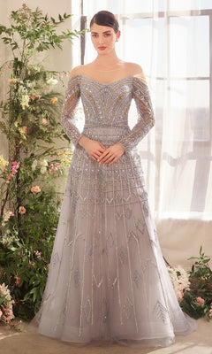 Long Formal Dress: Andrea and Leo A1445 Silver / 6