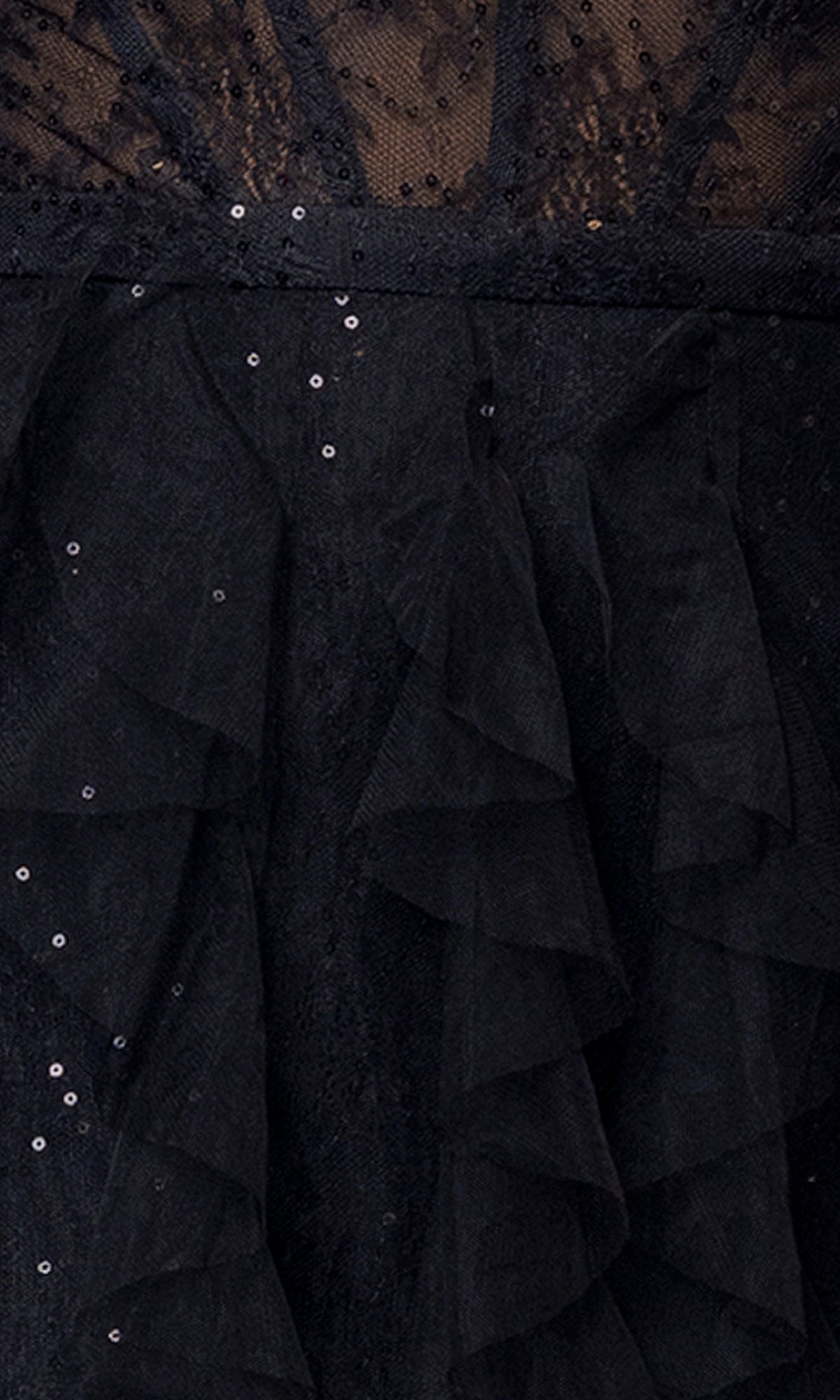 Strapless Long Black Lace Prom Dress with Ruffles PromGirl Strapless Long Black Lace Prom Dress with Ruffles PromGirl