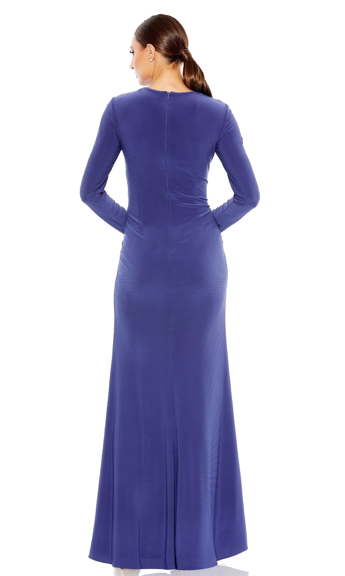 Front-Knot Long Formal Dress with Long Sleeves PromGirl