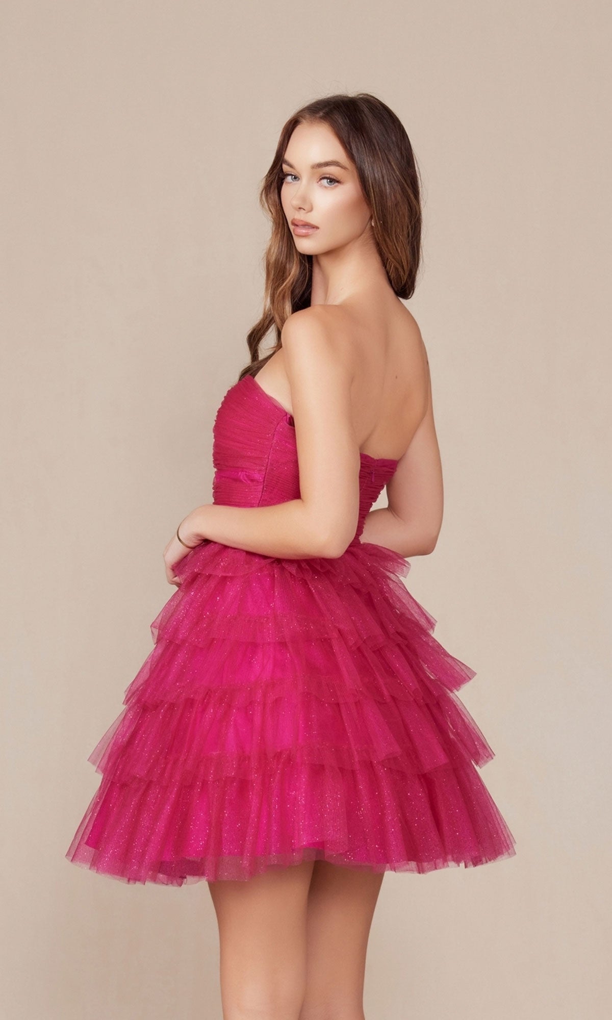 Strapless Short Ruffled Homecoming Dress A827