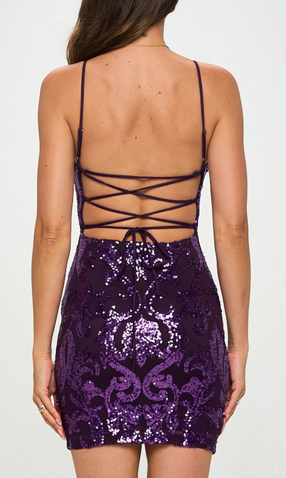 Short Purple Sequin Homecoming Dress AD1461