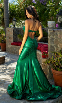 Atria Strapless Long Metallic Prom Dress 6830H