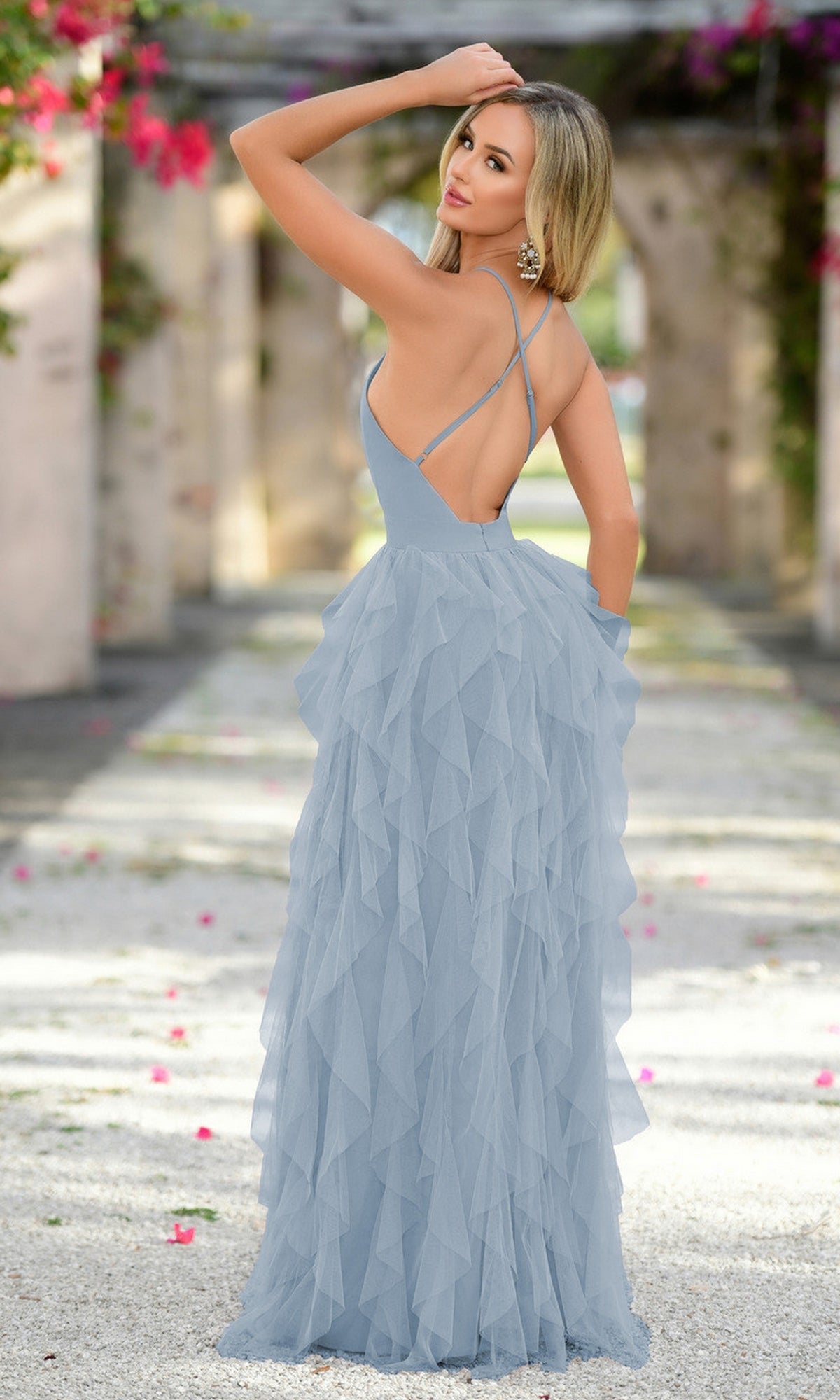 Velvi Ruffled Long A-Line Prom Dress Alances