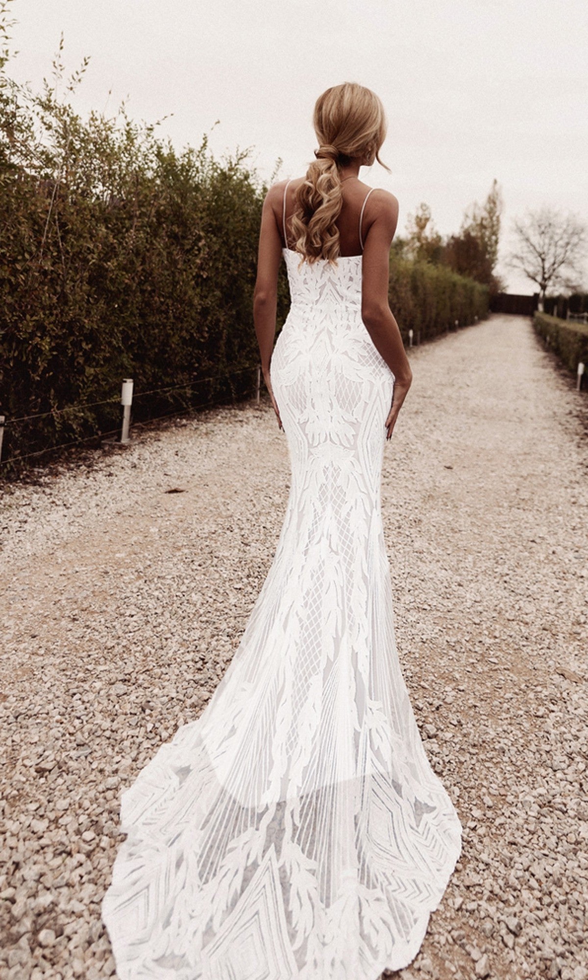 Long White Mermaid Wedding Dress: Tina Holly BB050 White/White / 0 Long White Mermaid Wedding Dress: Tina Holly BB050 White/White / 0