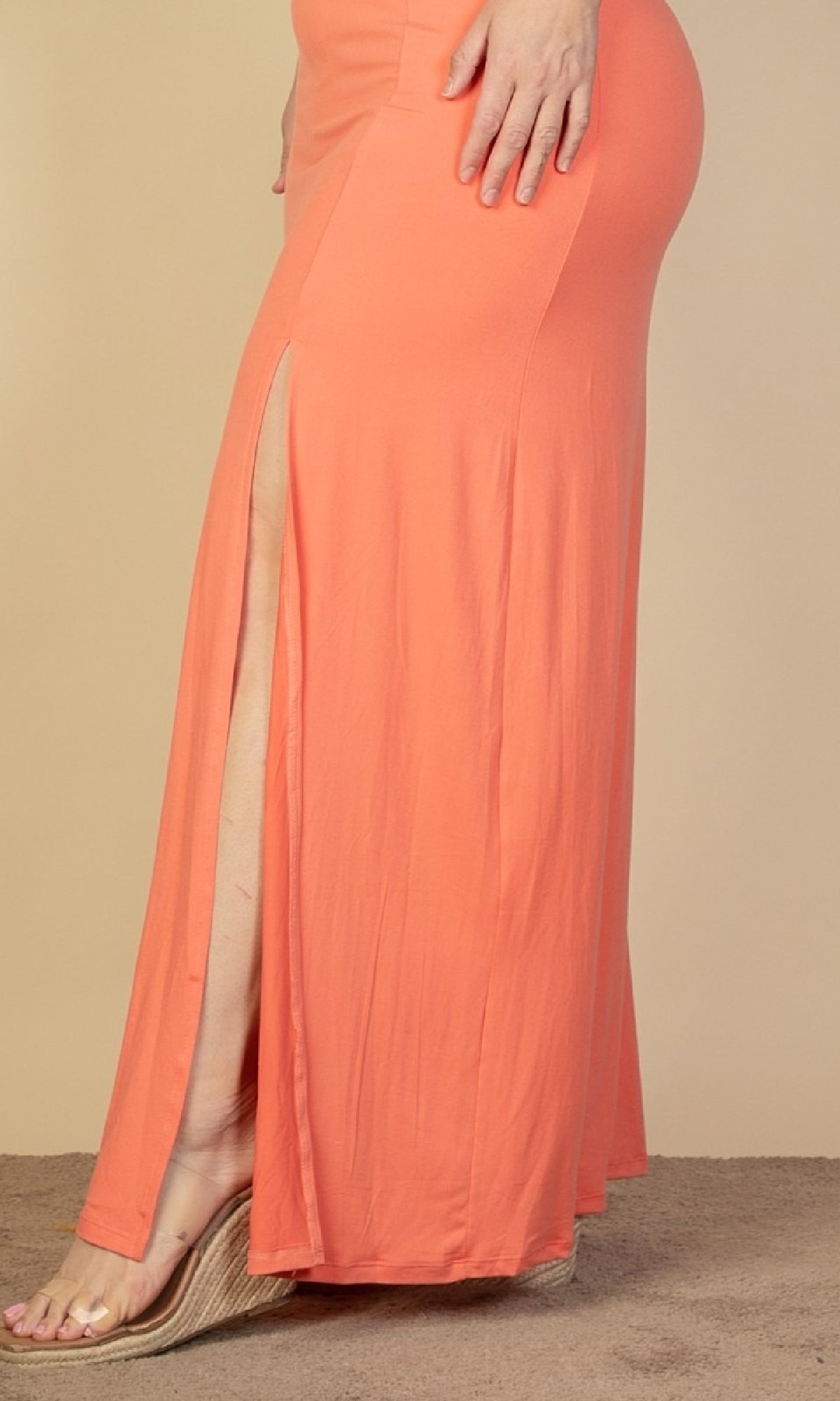 Sleeveless Double-Slit Casual Plus-Size Maxi Dress