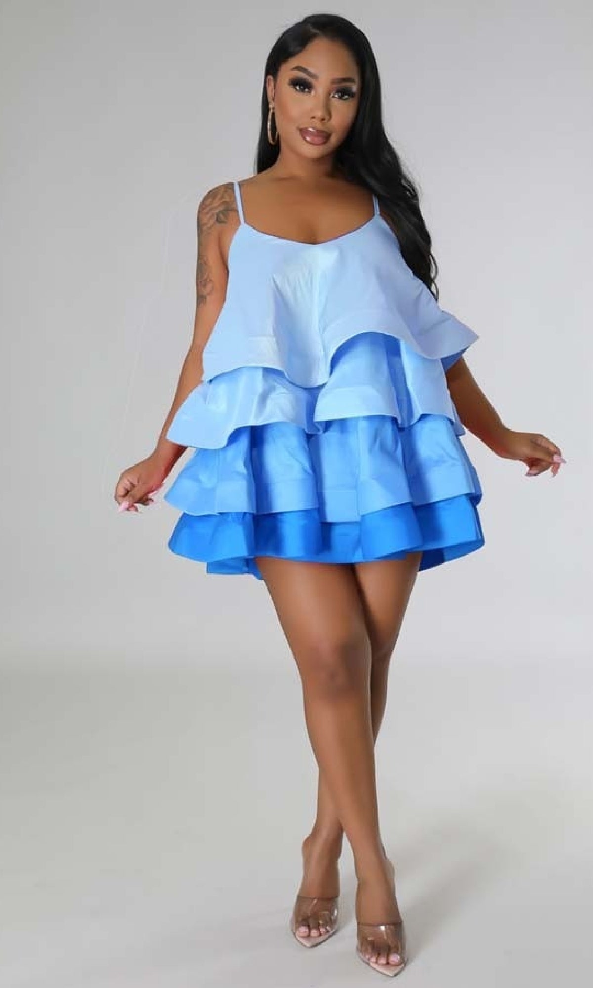 Unique Short Layered Blue Party Dress