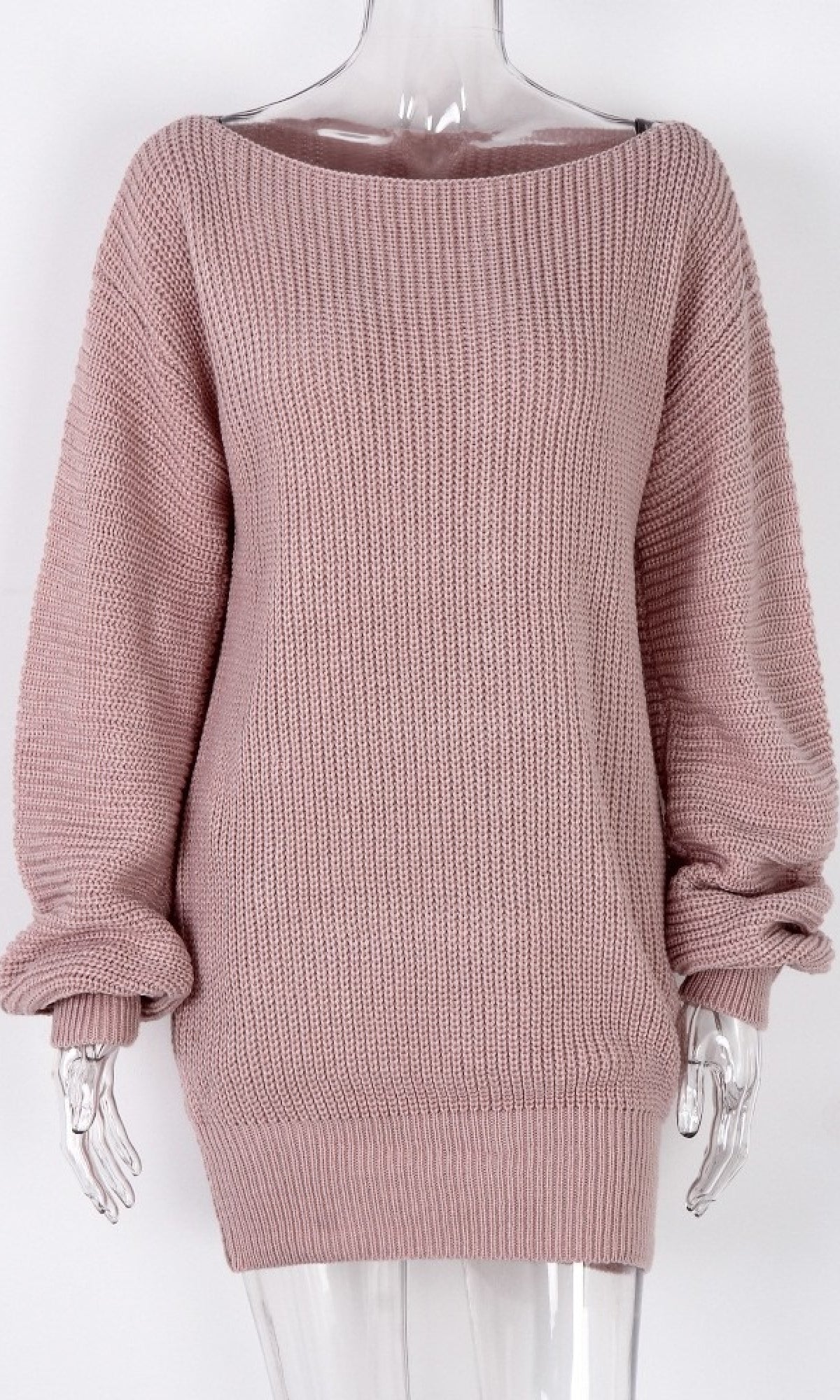 Off-Shoulder Long-Sleeve Short Sweater Dress