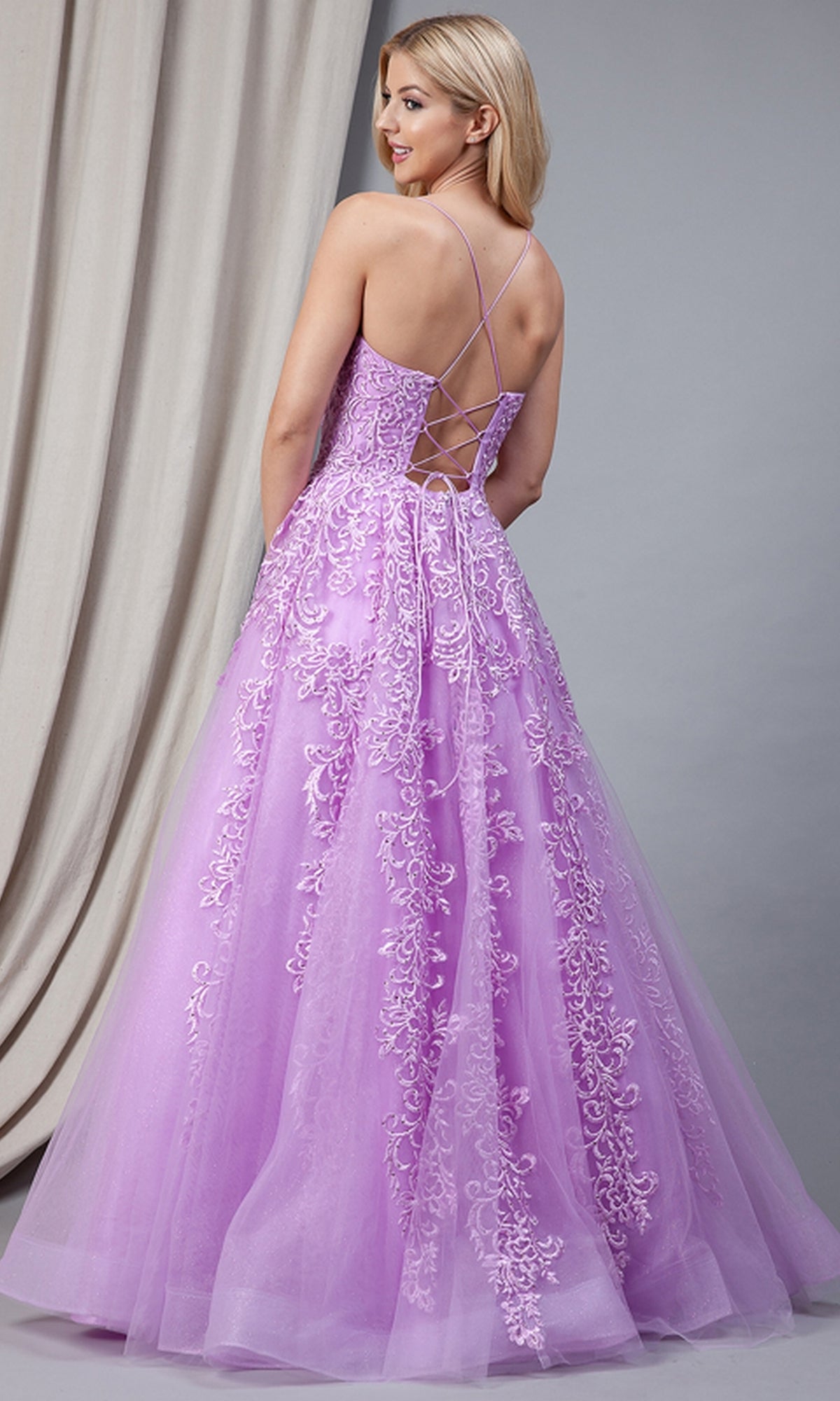 Backless Embroidered Long Prom Ball Gown BZ016