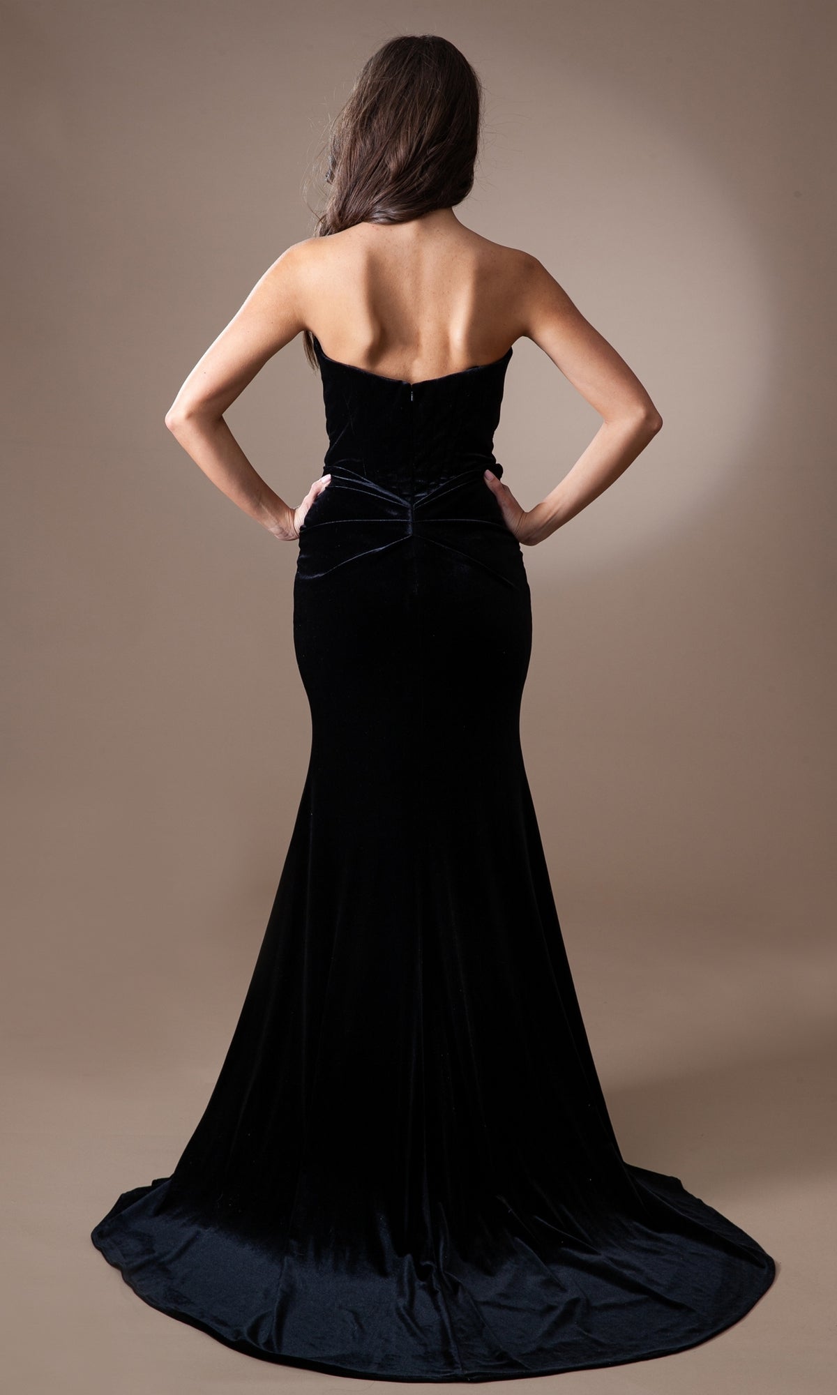 Strapless Sweetheart Long Velvet Prom Dress BZ9029V