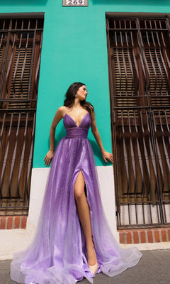 ombre dress purple Open-Back Long Purple Ombre Prom Ball Gown– PromGirl
