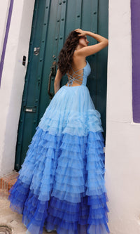 Nox Anabel Ruffled Ombre Prom Ball Gown C1420