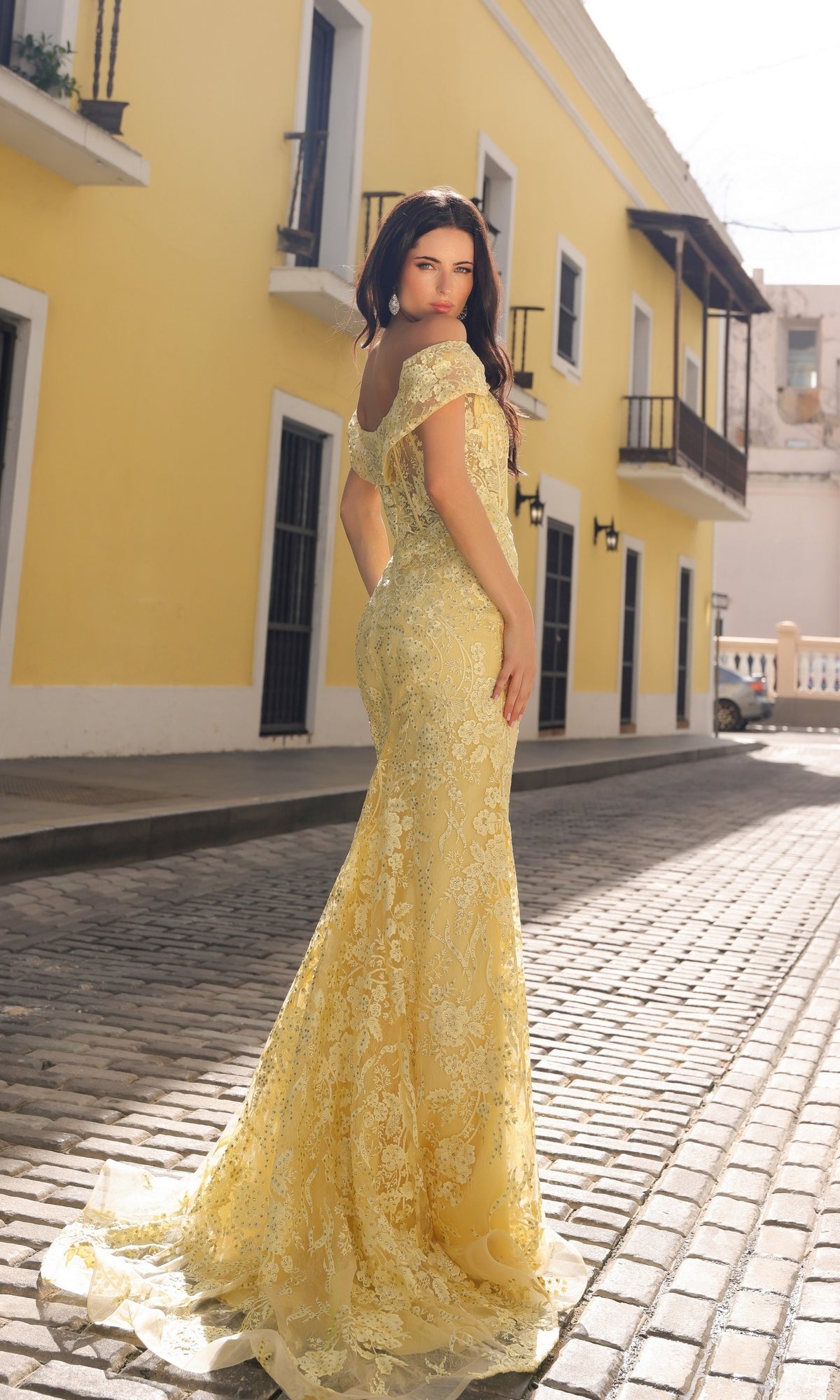 Off-the-Shoulder Long Lace Prom Dress C1455