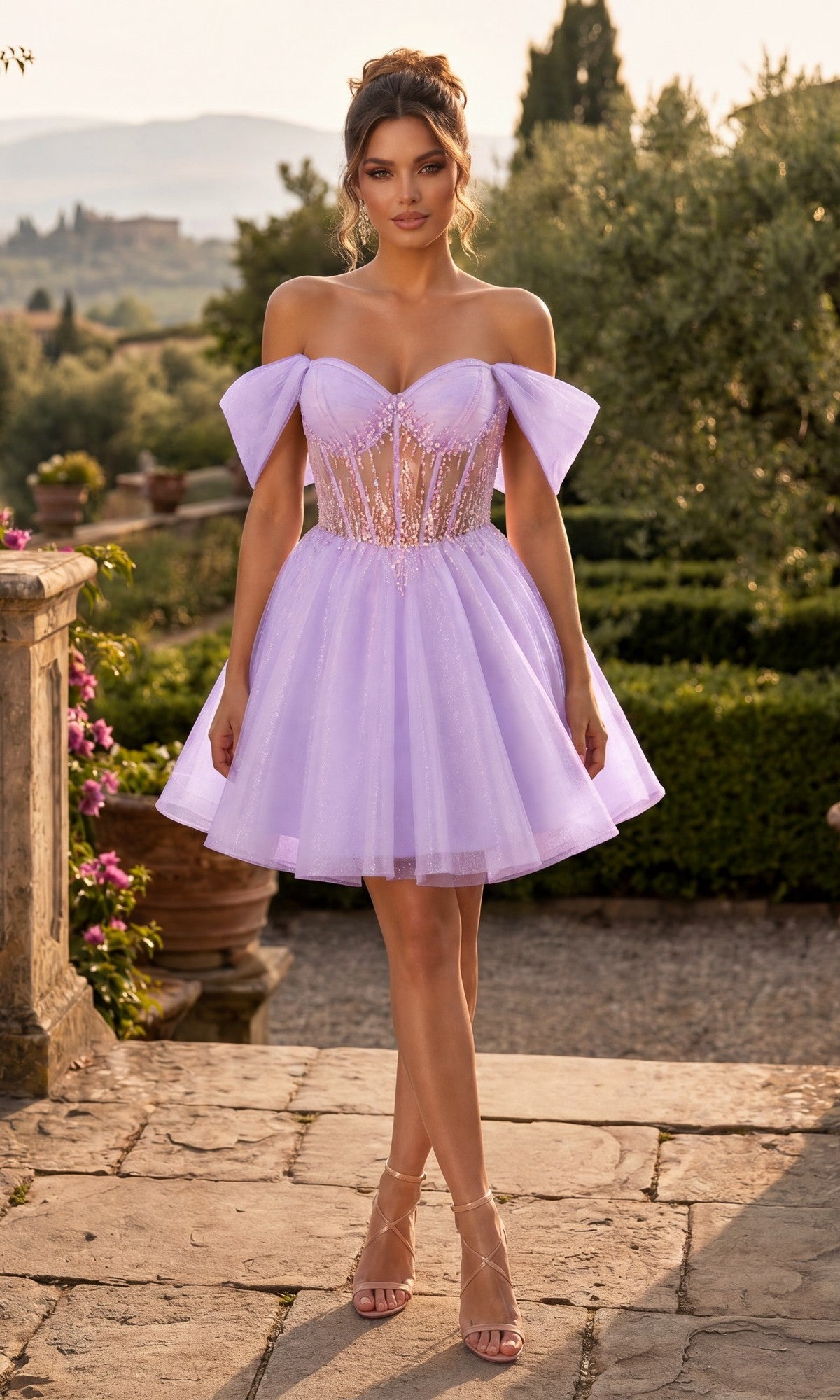 elegant hoco dresses Short Beaded A-Line Homecoming Dress with Sheer Corset Lilac / Large WHITE FLORAL DRESS Green Wool Maxi Dress Off the Shoulder Embellishment Waist Size:36