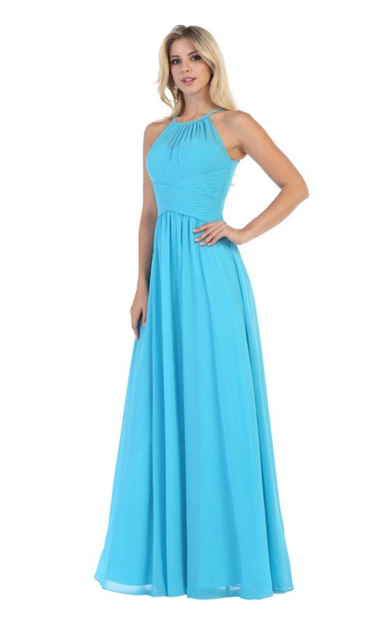 High-Neck Long A-LIne Prom Dress: Chicas C5150