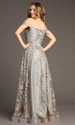 gray and gold prom dress Deep V-neck Grey Tulle See Through Beaded Long Evening Prom Dresses, V-back Prom Dress, MR7929