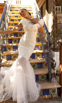 Lucci Lu C8051 Beaded Tulle White Wedding Dress PromGirl Lucci Lu C8051 Beaded Tulle White Wedding Dress PromGirl