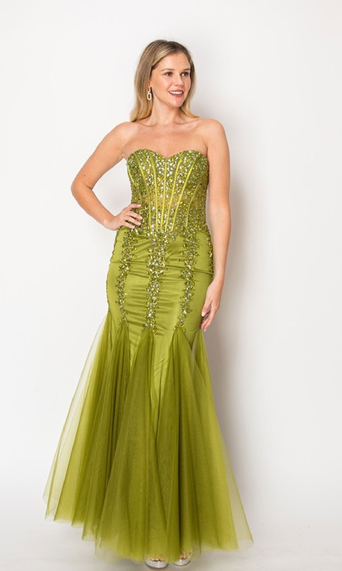 Strapless Long Beaded Prom Dress with Mermaid Skirt– PromGirl