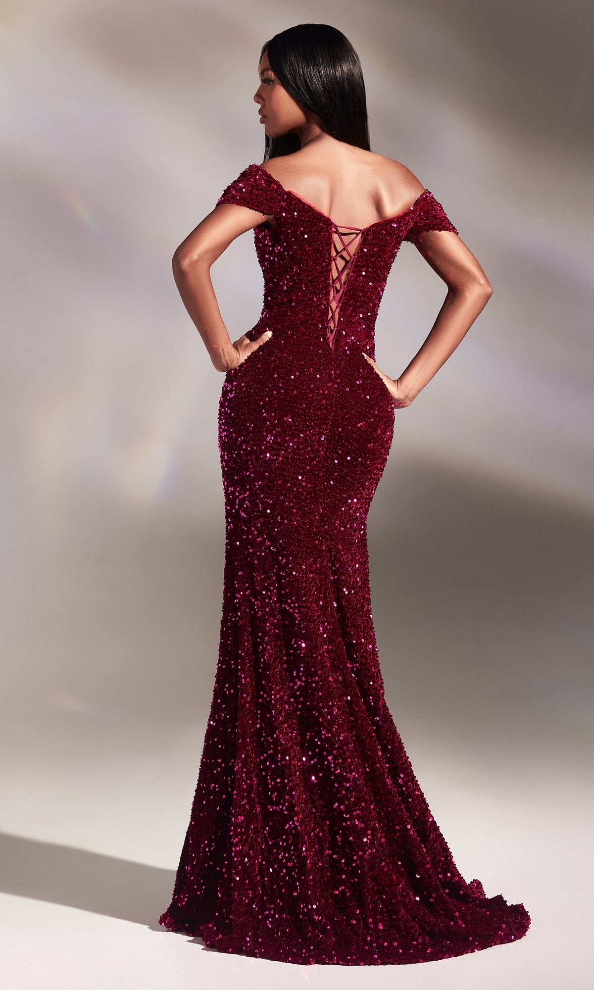 Magenta Pink Off-Shoulder Long Prom Dress CA109