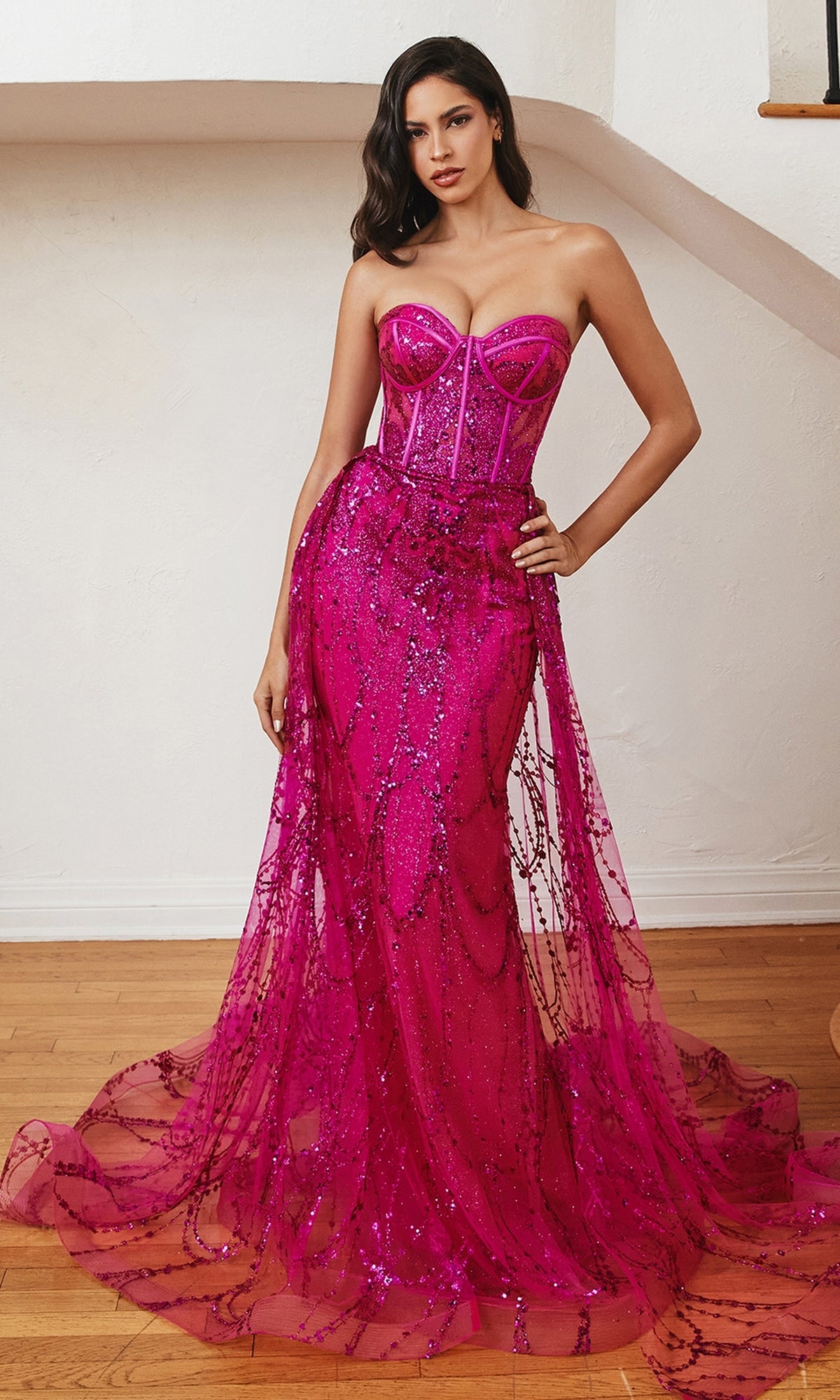 Strapless Mermaid Prom Dress with Overskirt CB095
