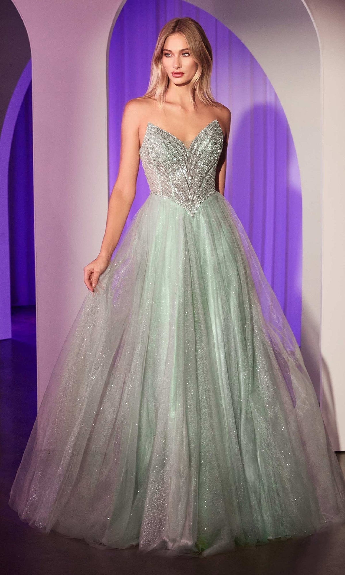 Strapless Long A-Line Prom Dress with Beaded Bodice– PromGirl