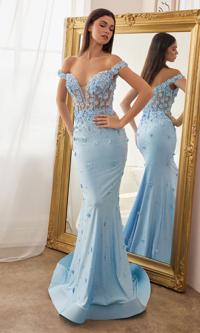 Long Floral-Embellished Mermaid Prom Dress CC8952