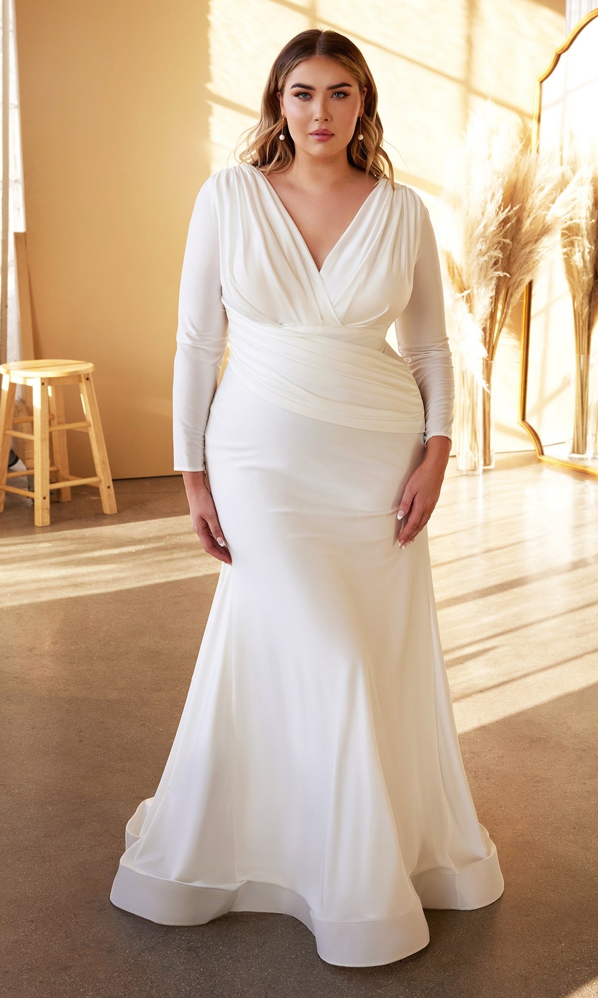 Plus-Size Long Off-White Formal Dress CD0169C